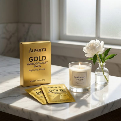 Auvorra Gold Hydrogel Mask — 4-Pack (Brightening & Firming)
